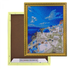 
          Алмазная мозаика Alingar, на подрамнике, с полным заполнением, (глянц) дизайн рамка, 30х40 см, 20 цветов, "Санторини"