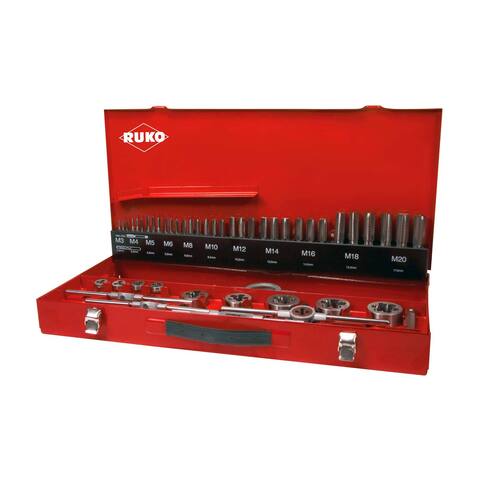 Набор метчиков и плашек MF3-MF20 43пр HSS Ruko 245041