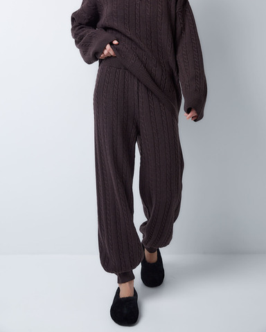 Брюки из смесового кашемира шоколадный