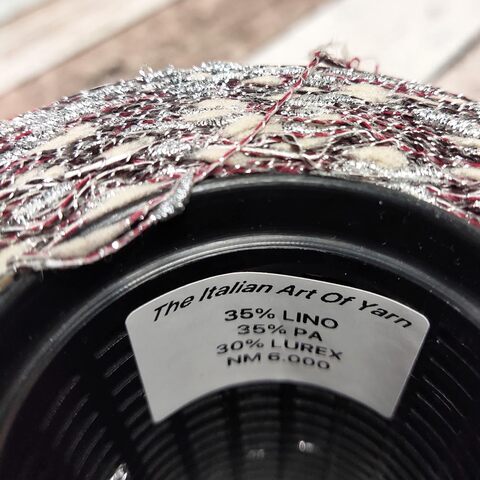 Лен (35%) с люрексом и шишибриками NODINO DI LINO 600 серо-бордовый с серебром