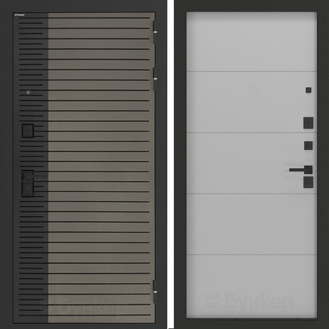 Входная металлическая дверь Бункер BN-15 Веллюто кофе / ФЛ - 649 Лайт грей софт