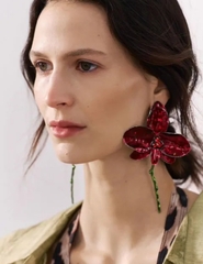 Серьги ZARA длинные ОРХИДеИ БОРДОВЫЕ