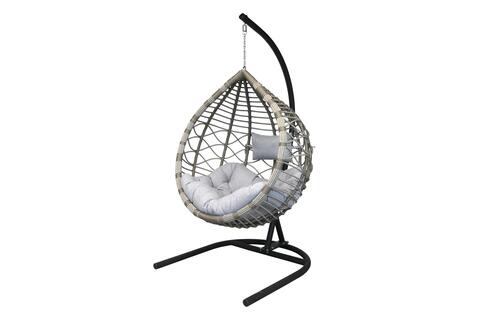 Кресло подвесное Garden Story Вирджиния (стойка+основание.черн.,корзн.графит,подуш.св.серая. 3уп. (В))