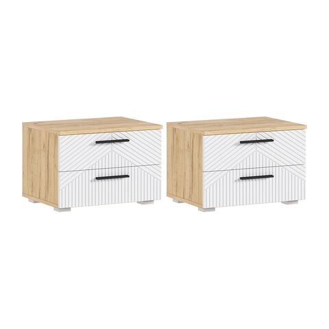 Сильвия Тумбы прикроватные (2шт) (Браш Вайт, Дуб Крафт)