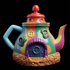 Силиконовый молд № 421 Домик чайник 2 D ( серия домики для гномов и фей)