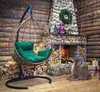 Подвесное кресло-кокон SEVILLA RELAX горячий шоколад, зеленая подушка (Laura Outdoor)