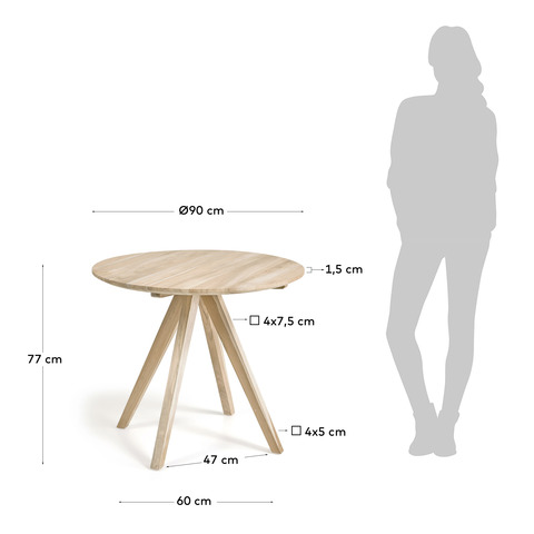 Круглый стол Maial из массива тика 90 см