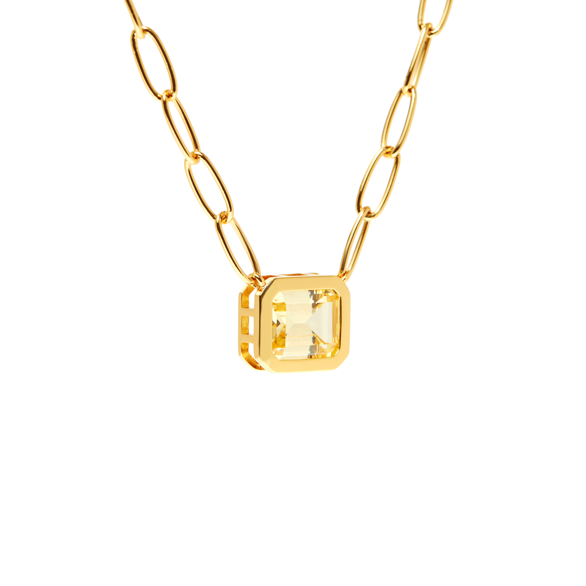 VIVA LA VIKA Колье Piped Edge Squere Crystal Necklace – Light Yellow