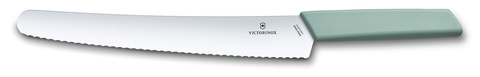 Нож кухонный Victorinox Swiss Modern (6.9076.26W44B) стальной для хлеба лезв.260мм серрейт. заточка зеленый блистер