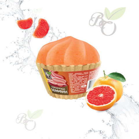 Бурлящий Маффин для ванн «Грейпфрут», Bliss organic