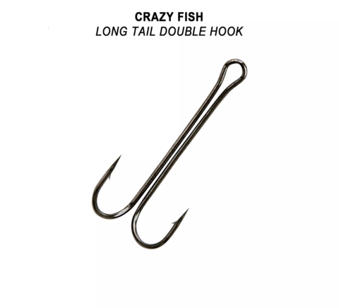 Двойной крючок Crazy Fish Long Tail Double Hook №2/0 3 шт/уп продажа от 5 уп.