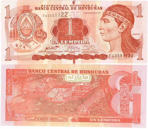 Банкнота 1 лемпира 2016 год. Гондурас. FU 3551122 UNC
