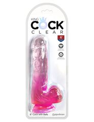 Розовый фаллоимитатор с мошонкой на присоске 6’’ Cock with Balls - 17,8 см. - 