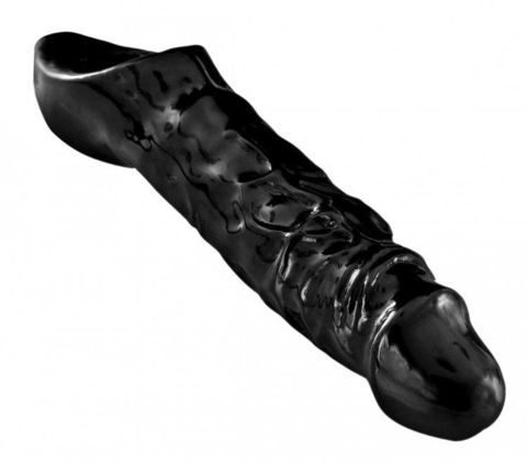 Чёрная увеличивающая насадка на член Mamba Cock Sheath Packaged - 16,5 см. - XR Brands Master Series AD425-BLACK