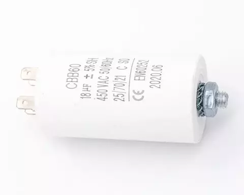Конденсатор CBB60 18uF 450V (4 клеммы, с болтом) VEBEX 513018