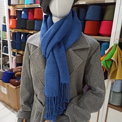 Домотканный шарф из кашемира с льном и шелком Синий