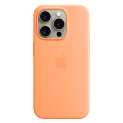 Силиконовый чехол с поддержкой MagSafe Apple Silicone Case для iPhone 15 Pro, Orange Sorbet (Апельсиновый сорбет)