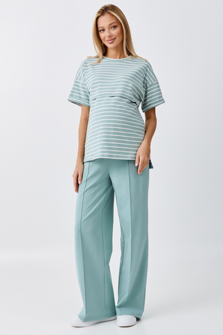 Костюм для беременных и кормящих 18306 мята-тофу полоса+мята