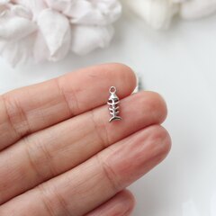 Подвеска Скелет рыбки 13*5 мм, родий, П171