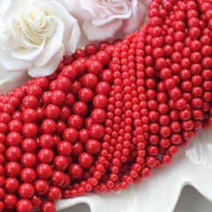 Майорка красная 10 мм, 1 нить, МА212