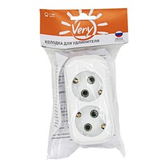 89-0-102 Колодка для удлинителя 2 розетки, 16А, с/з Very