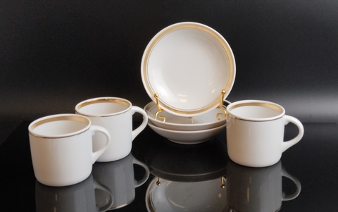 Кофейные пары маленькие на 3 персоны, фарфор, золочение, Дулево ФЗ, редкие, винтаж СССР 1965-1991 гг