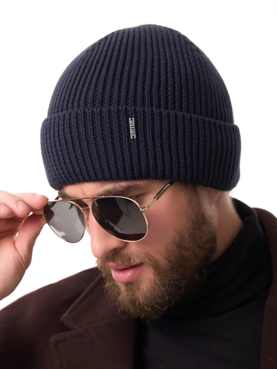 Шапка зимняя на флисе вязаная осень