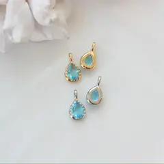 Подвеска Капля с голубым фианитом, 15*8 мм, родий, П410