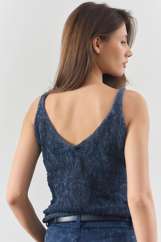 Топ синий вязаный 