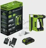 Гвозде / Скобозабиватель (степлер) аккумуляторный Greenworks G24CS10, 24V, 60 уд/мин, скобы Т53, гвозди Т47, 1х2Ач, ЗУ (3400107CUA)