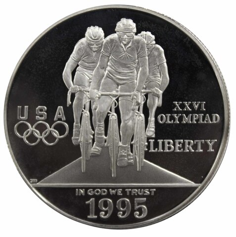 1 доллар. XXVI Летние Олимпийские Игры. Велоспорт. (Р) США. 1995 год. PROOF