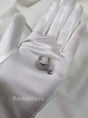 Кафф тройной с сердцем серебристый