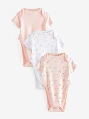 Боди с коротким рукавом для малышей с дисплазией тазобедренного сустава Next N44-441, 3 шт., Белый, Розовый