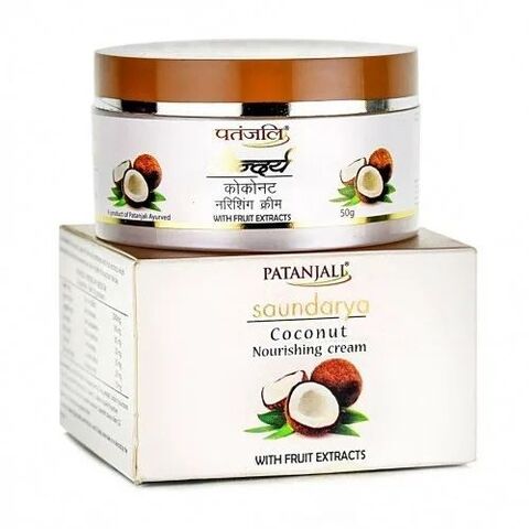 SAUNDARYA Coconut Nourishing Cream, With Fruit Extracts, Patanjali (САУНДАРЬЯ Кокосовый питательный крем с фруктовыми экстрактами, Патанджали), 50 г.