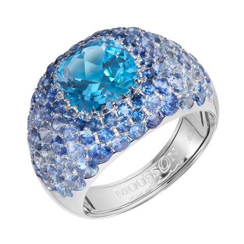 Кольцо c Топазом и Сапфирами, R0074-0/48