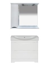 Зеркало-шкаф MISTY Элвис - 85 лев. (свет)  белая эмаль