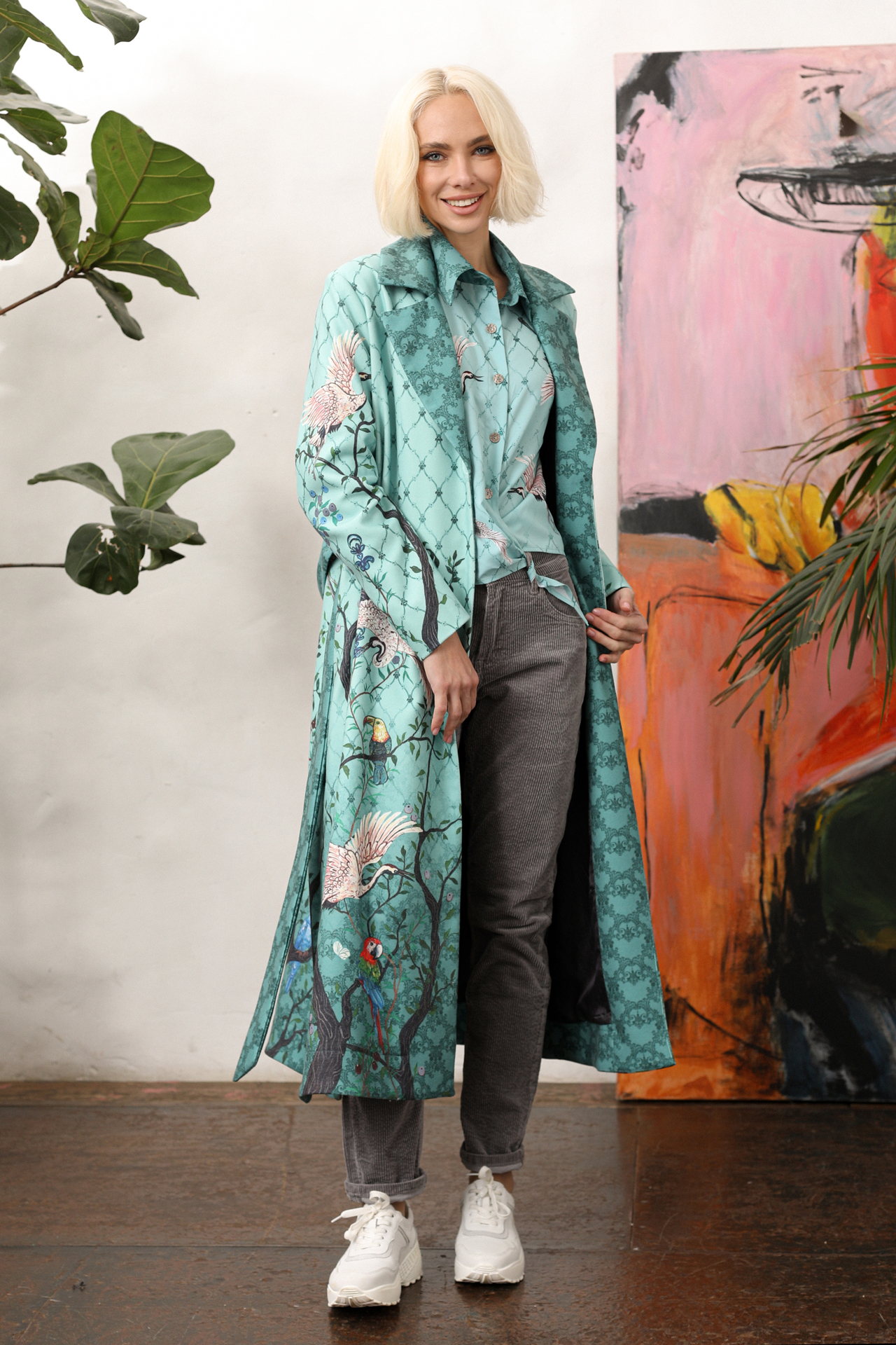 Blue green coat best sale