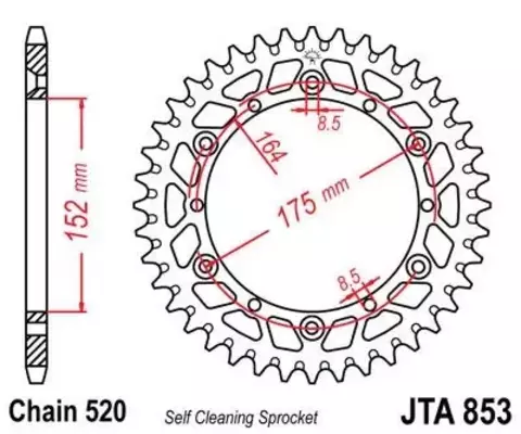 Звезда ведомая алюминиевая JTA853 48BLK