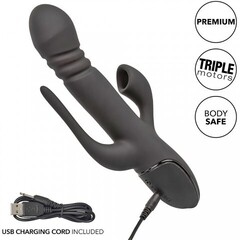 Вибромассажер тройной CalExotics III Triple Euphoria с режимом всасывания и анальной стимуляцией, 14 см x 3.75 см