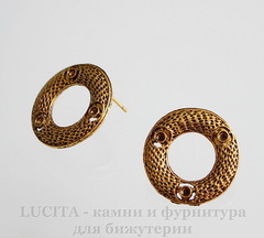 Пуссеты - гвоздики круглые 24 мм (цвет - античное золото)(без заглушек),пара