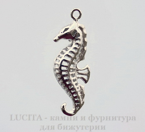 Подвеска "Морской конек" (цвет - платина) 32х11 мм