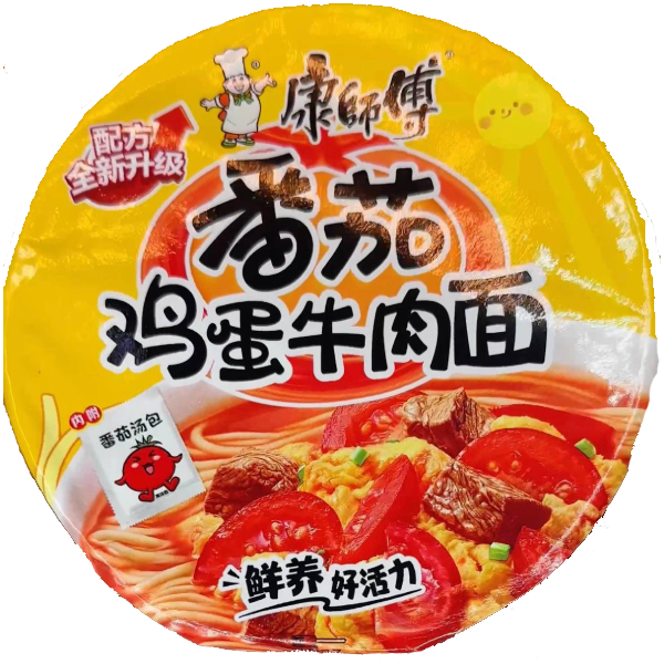 Лапша со вкусом говядины с томатами и яйцом Kang Shi Fu, 128 гр