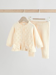 Вязаный кардиган и брюки в комплекте для девочек Next AW7-040, Белый