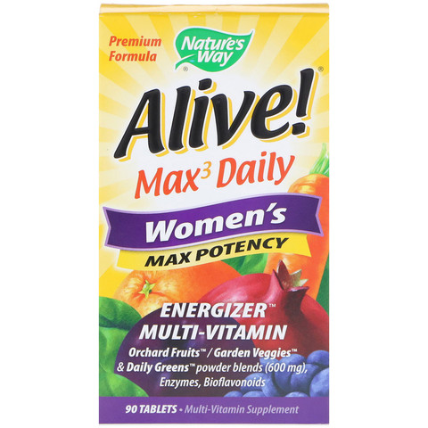 Nature's Way, Alive! Max3 Daily, мультивитамины для женщин, 90 таблеток