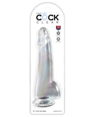 Прозрачный фаллоимитатор с мошонкой на присоске 10’’ Cock with Balls - 27,9 см. - 