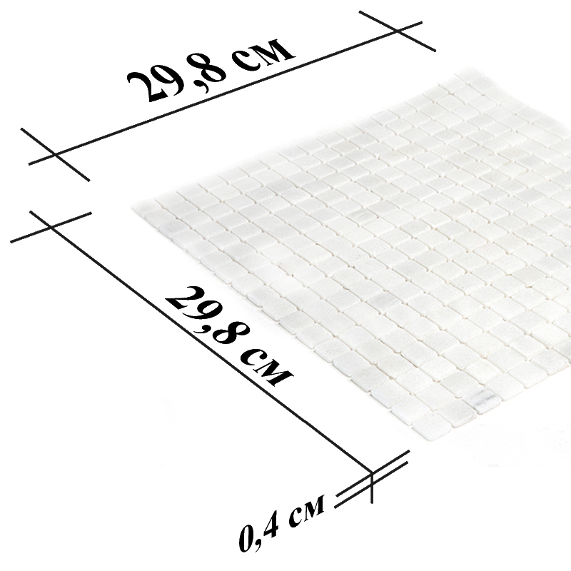 4M001-15P Мозаика из мрамора 4 мм Natural i-Tilе белый светлый квадрат глянцевый