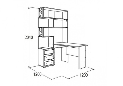 Стол письменный с надстройкой угловой Омега-16