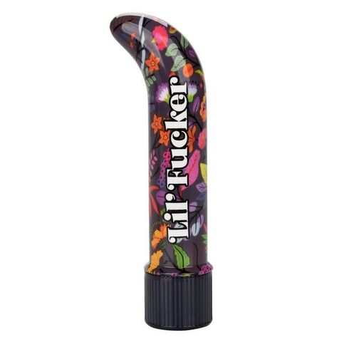 Черный мини-вибратор с цветочным принтом Lil Fucker Mini G-Spot Vibrator - 12,75 см. - California Exotic Novelties Naughty Bits SE-4410-09-3