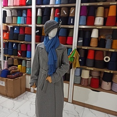 Домотканный шарф из кашемира с льном и шелком Синий