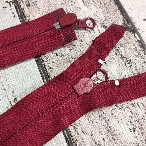 Молния разъемная пластиковая с двумя замками 71 см бордовая